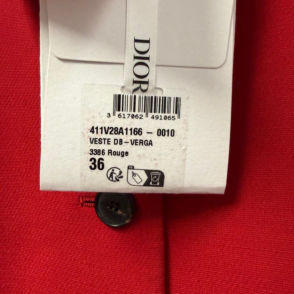 NWT Christian Dior Fitted Short Sleeved Button Up Jacket Red Womens 36 / US 4 - Picture 7 of 9